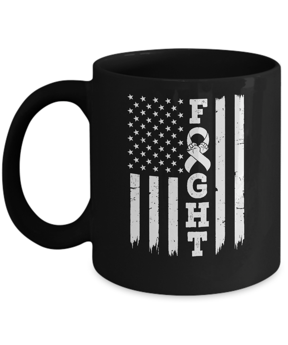 Lung Cancer Awareness American Flag Distressed Mug-Coffee Mug-11oz Mug-Black