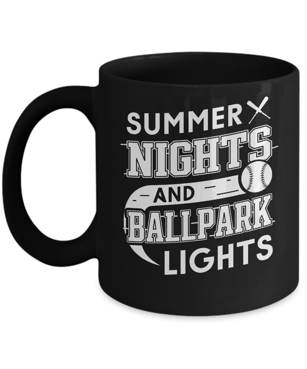 Summer Nights Ballpark Lights Baseballs Mug