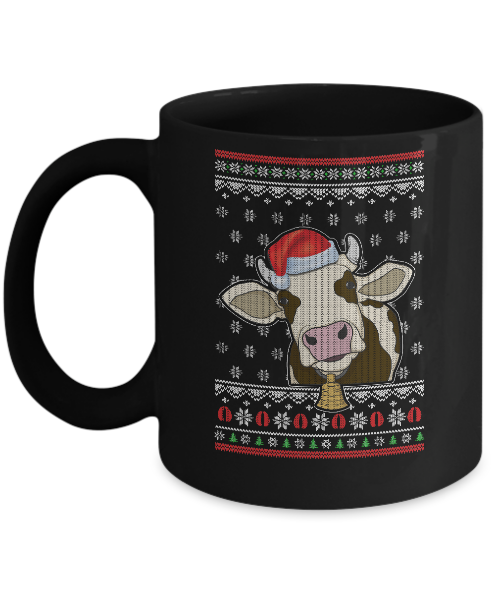 Pajamas Cow With Santa Hat Ugly Christmas Sweater Mug