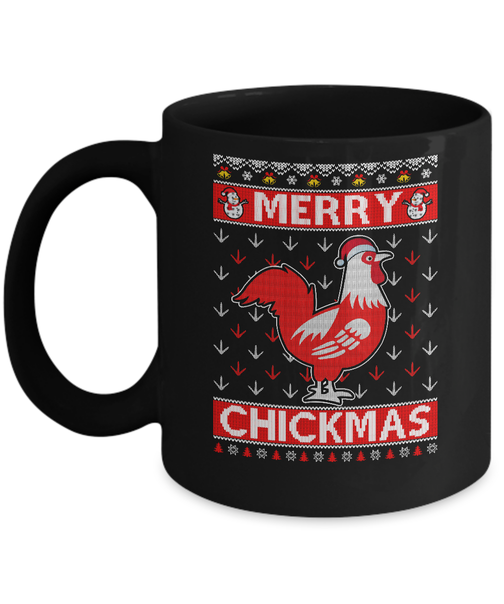 Merry Chickmas Farmer Chicken Ugly Christmas Sweater Mug