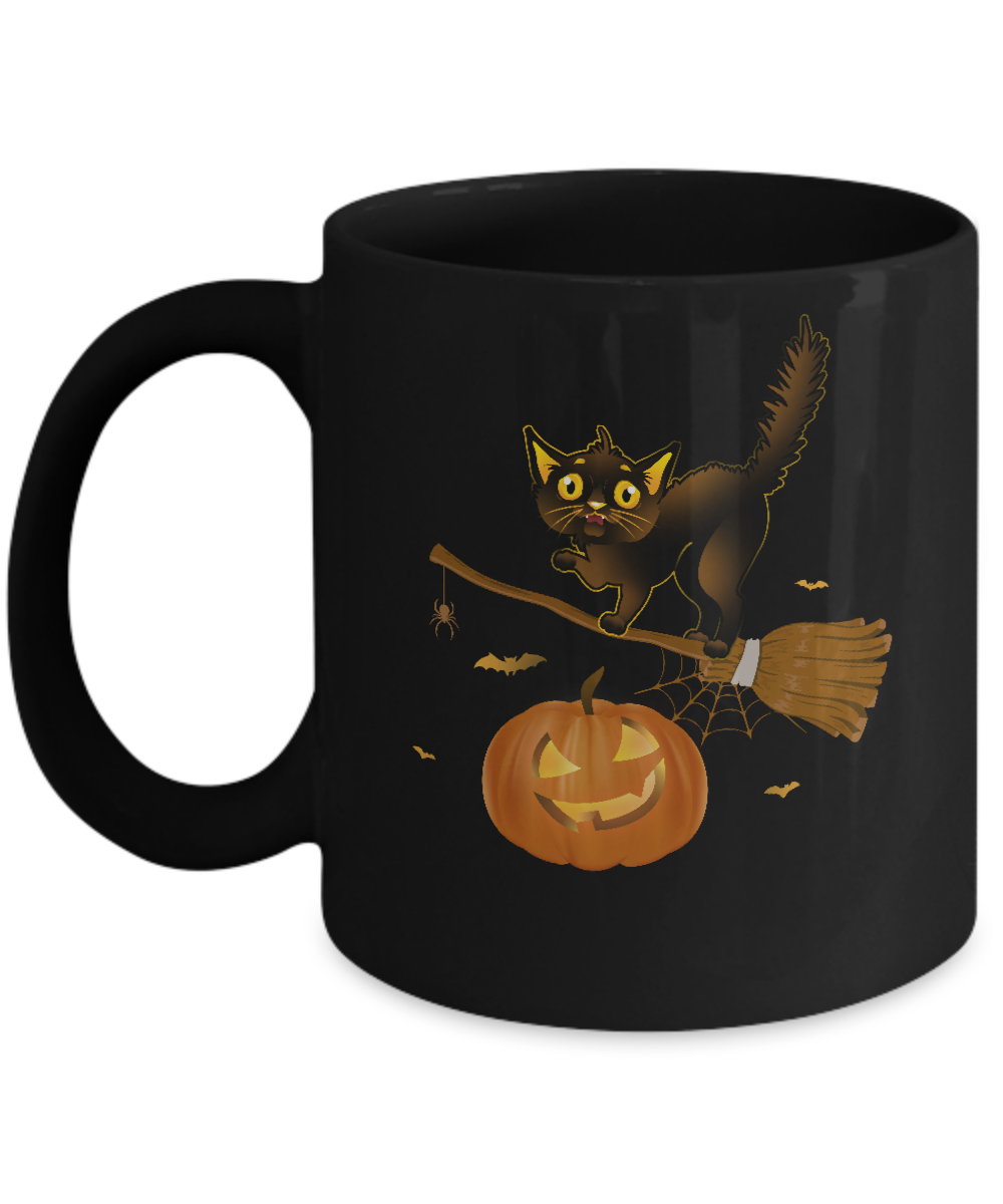Happy Halloween Cat Pumpkin Gift Mug-Coffee Mug-11oz Mug-Black