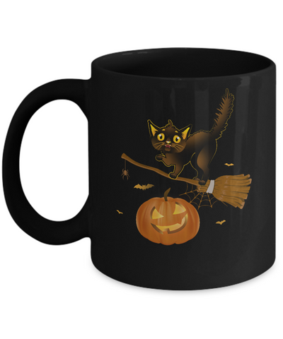 Happy Halloween Cat Pumpkin Gift Mug-Coffee Mug-11oz Mug-Black