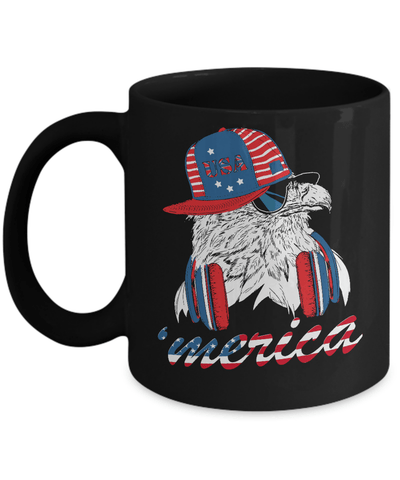 Usa Pride Merica Hiphop Eagle 4Th Of July Mug-Coffee Mug-11oz Mug-Black