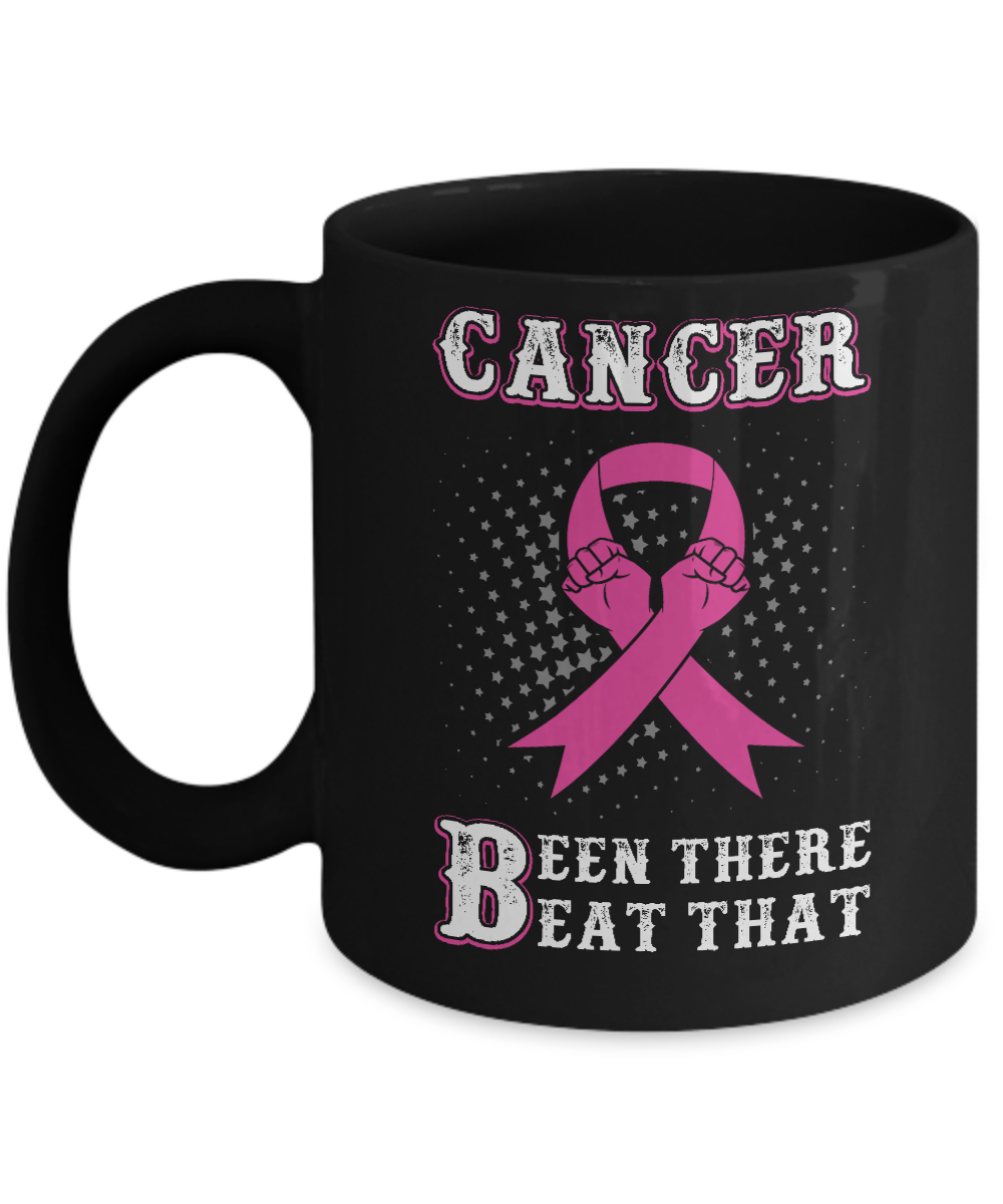 Breast Cancer Been There Beat That Awareness Pink Ribbon Mug-Coffee Mug-11oz Mug-Black