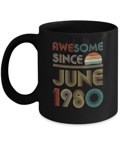 Awesome Since June 1980 Vintage 41th Birthday Gifts Mug-Coffee Mug-11oz Mug-Black