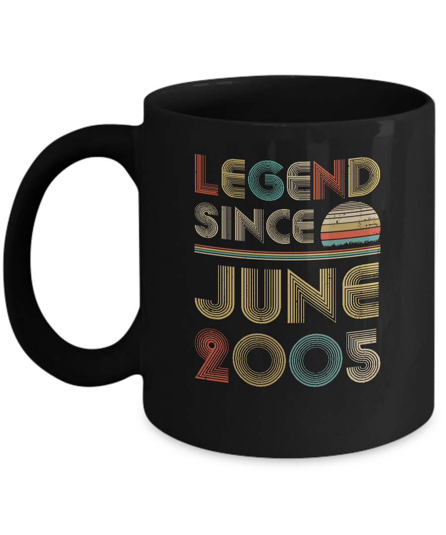 Legend Since June 2005 Vintage 16th Birthday Gifts Mug-Coffee Mug-11oz Mug-Black