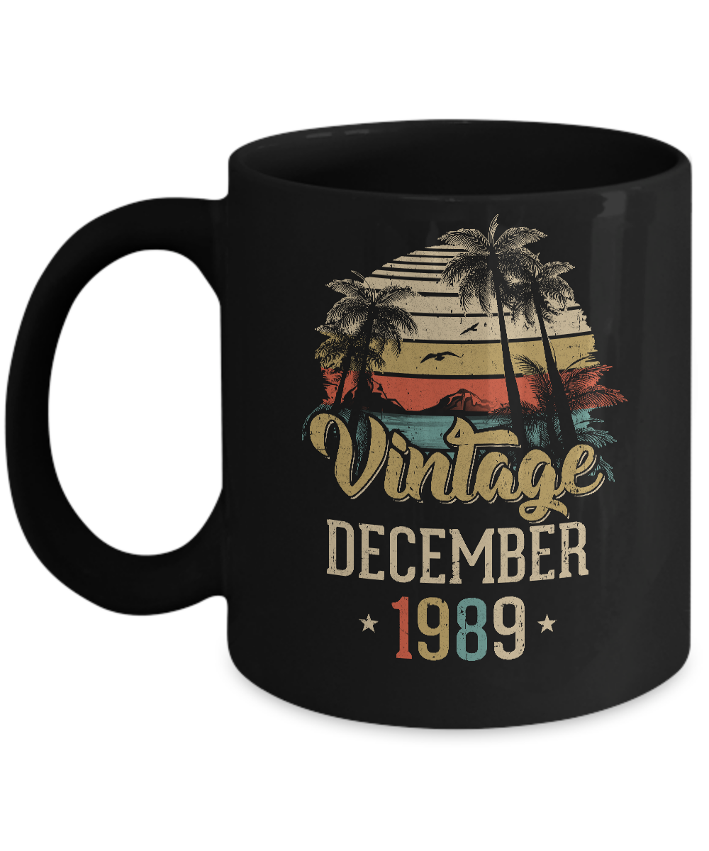 Retro Classic Vintage December 1989 32th Birthday Gift Mug-Coffee Mug-11oz Mug-Black