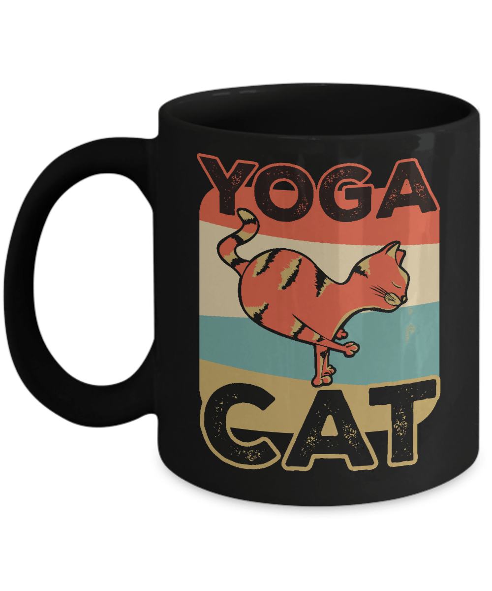 Classic Vintage Retro Yoga Cat Funny Mug