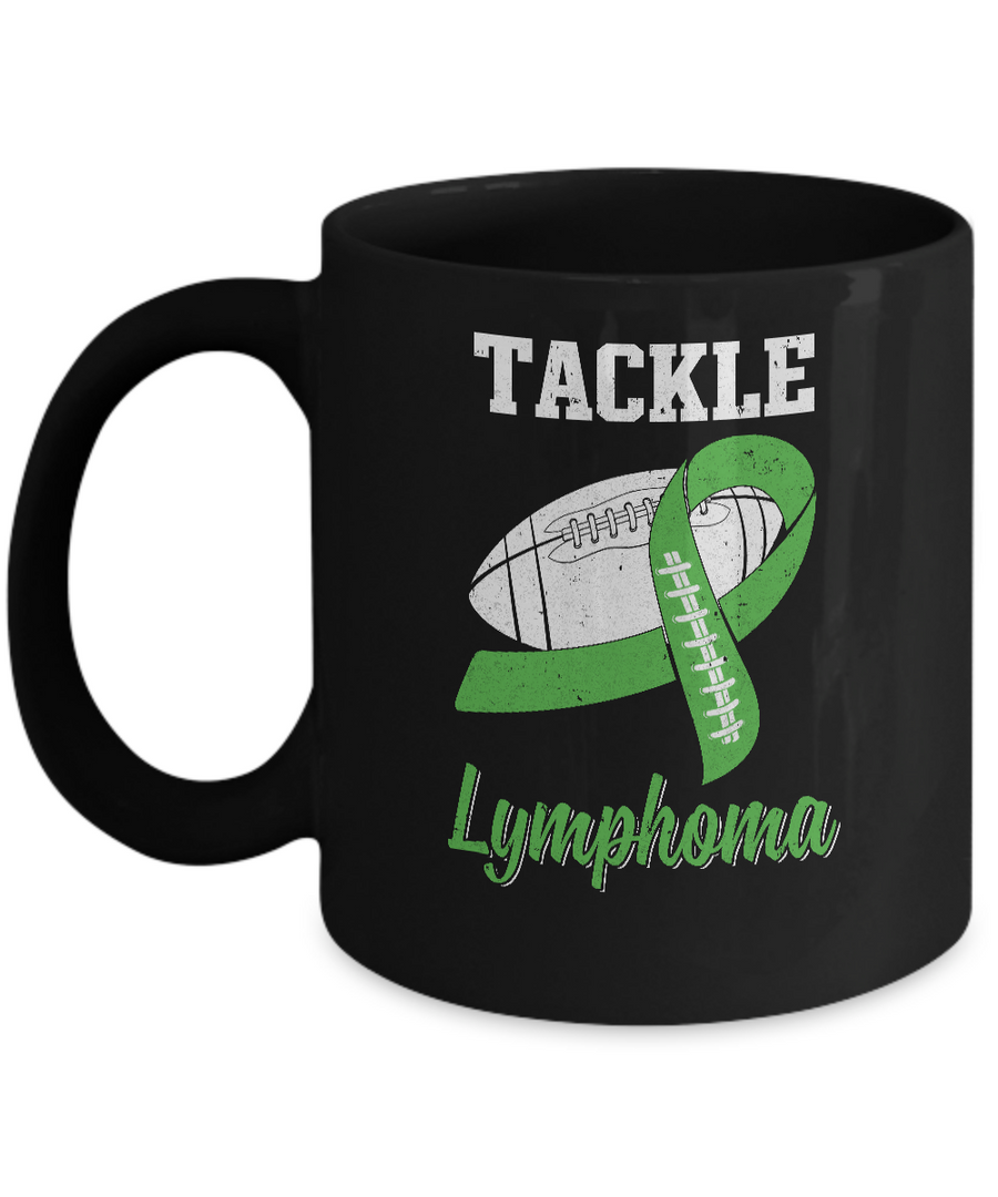 Football Survivor Tackle Green Lymphoma Awareness Mug-Coffee Mug-11oz Mug-Black