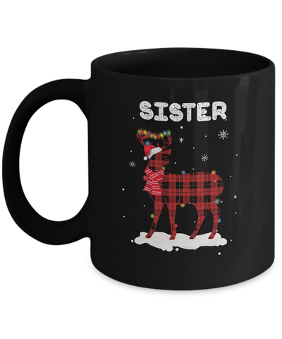 Sister Deer Red Plaid Christmas Family Matching Pajamas Mug-Coffee Mug-11oz Mug-Black