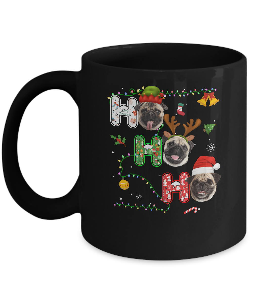 Christmas Ho Ho Ho Pug Lover Funny Xmas Gift Mug-Coffee Mug-11oz Mug-Black