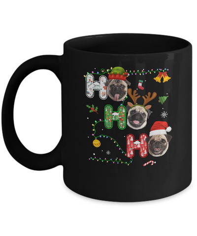 Christmas Ho Ho Ho Pug Lover Funny Xmas Gift Mug-Coffee Mug-11oz Mug-Black