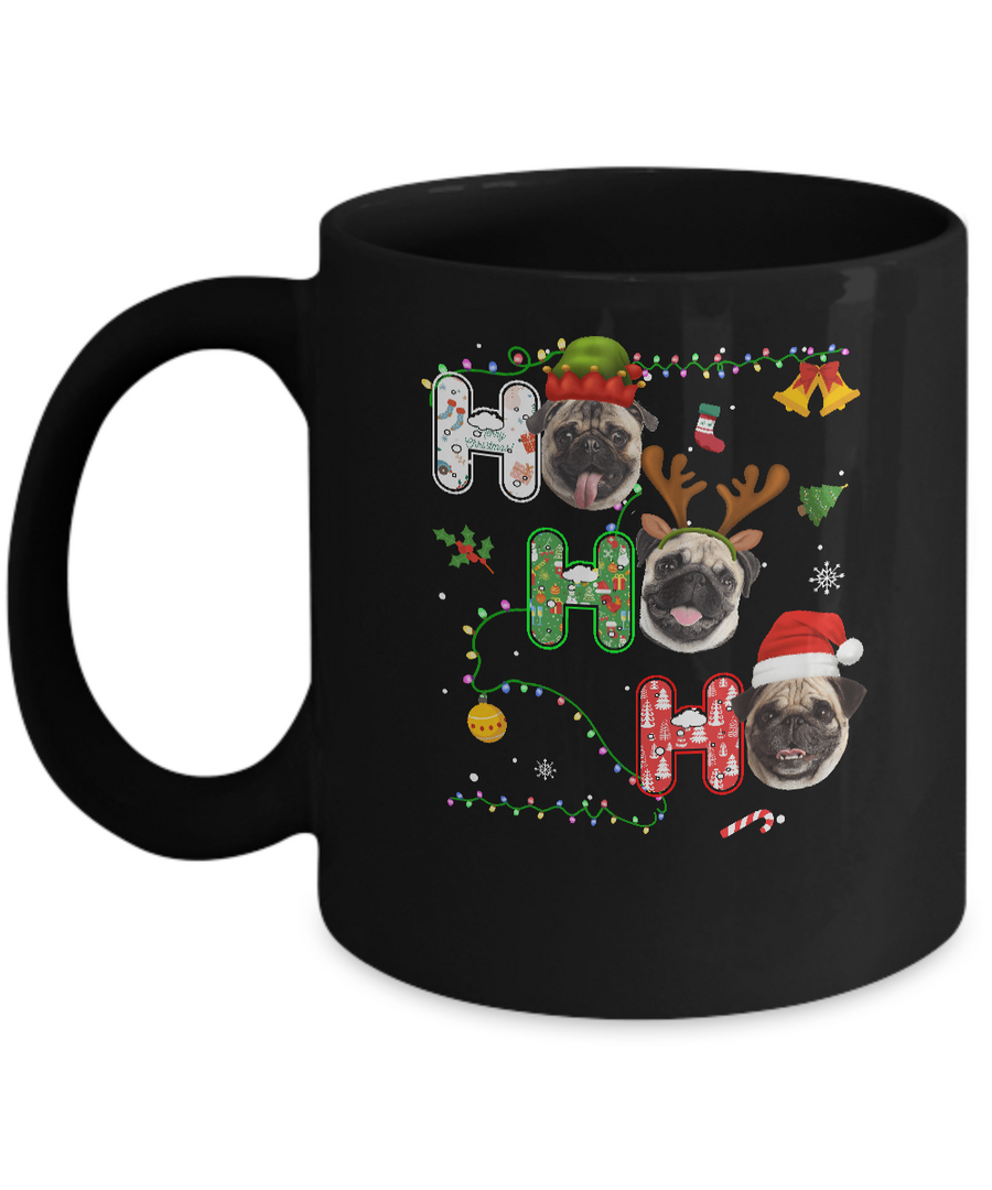 Christmas Ho Ho Ho Pug Lover Funny Xmas Gift Mug-Coffee Mug-11oz Mug-Black