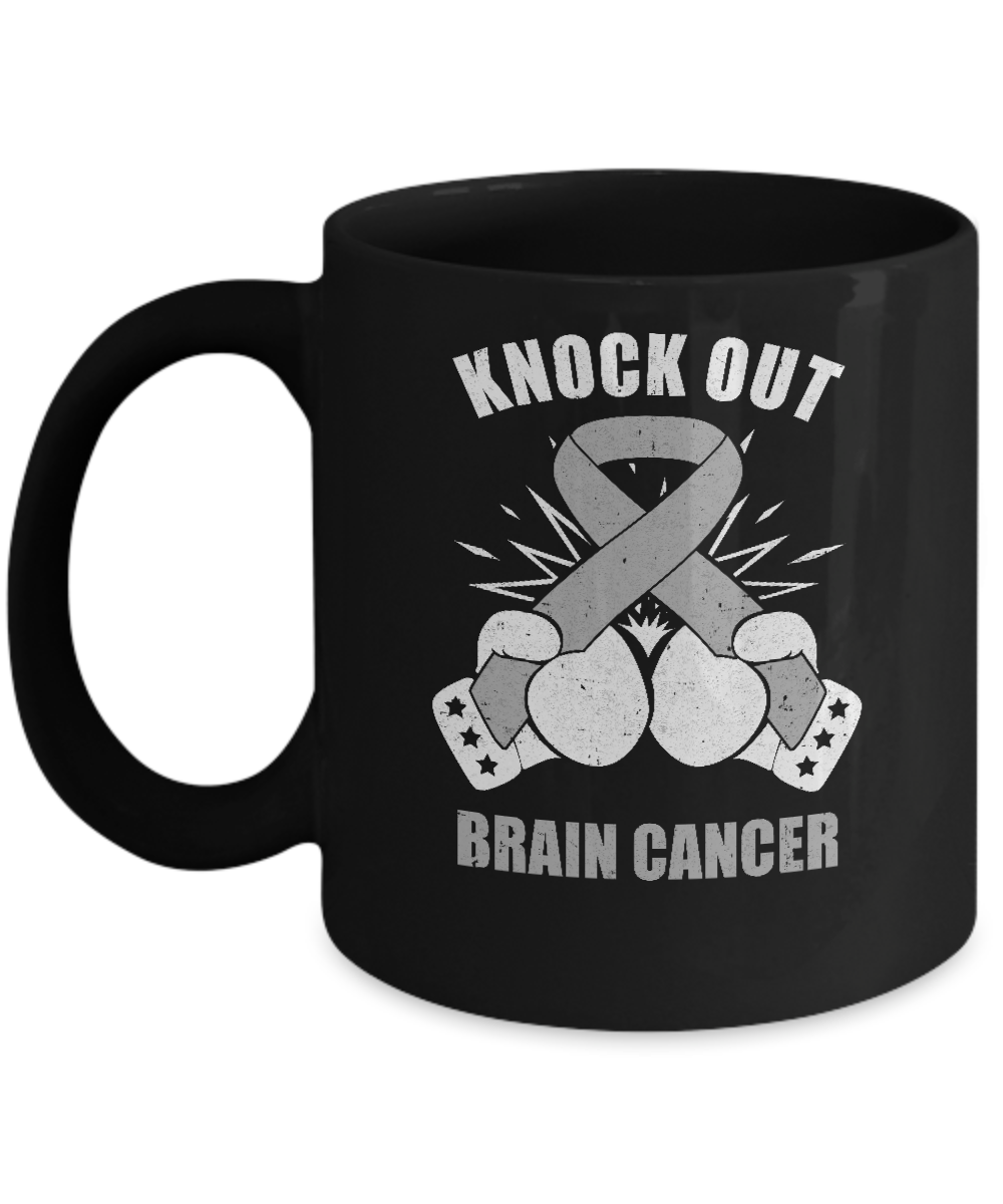 Boxing Knock Out Brain Cancer Awareness Support Mug-Coffee Mug-11oz Mug-Black