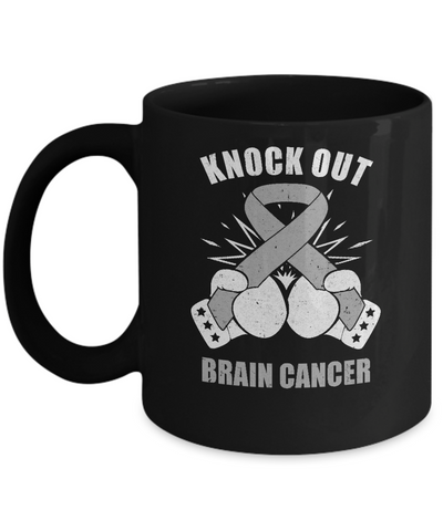 Boxing Knock Out Brain Cancer Awareness Support Mug-Coffee Mug-11oz Mug-Black