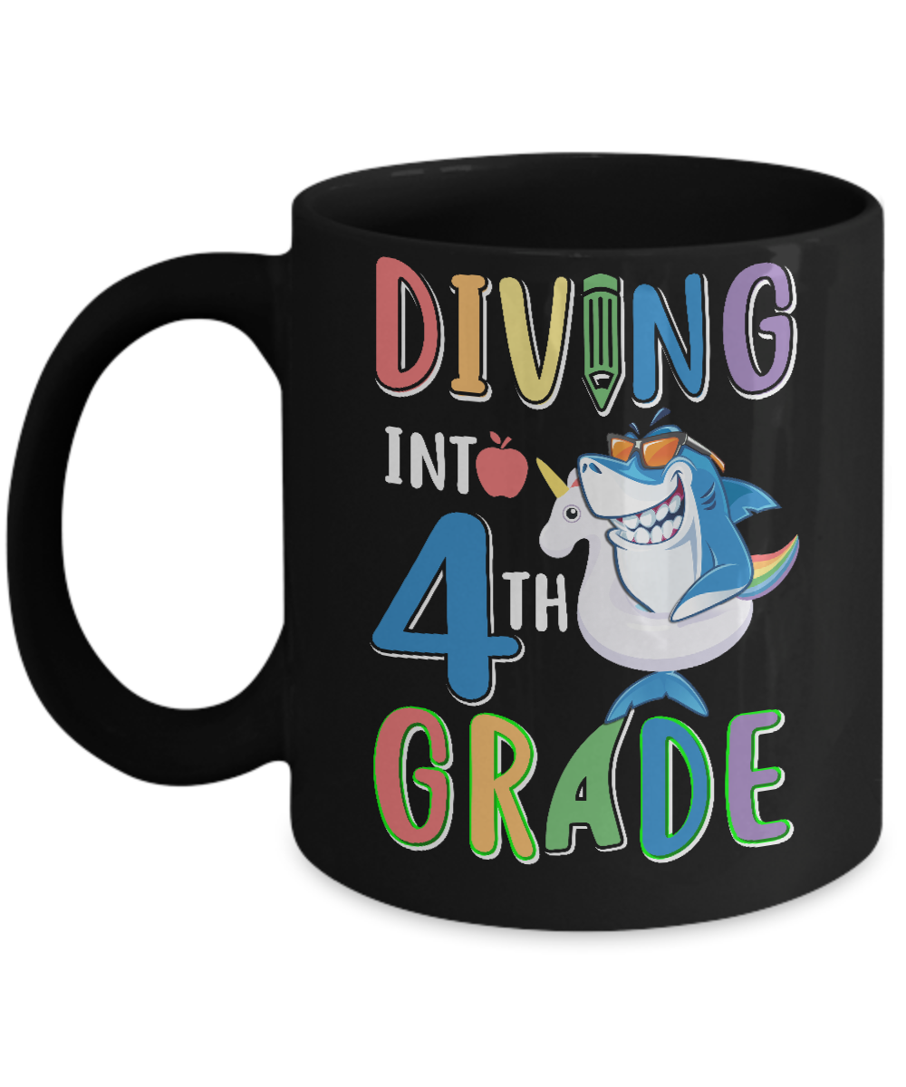 Diving Into 4th Grade Back To School Shark Mug-Coffee Mug-11oz Mug-Black