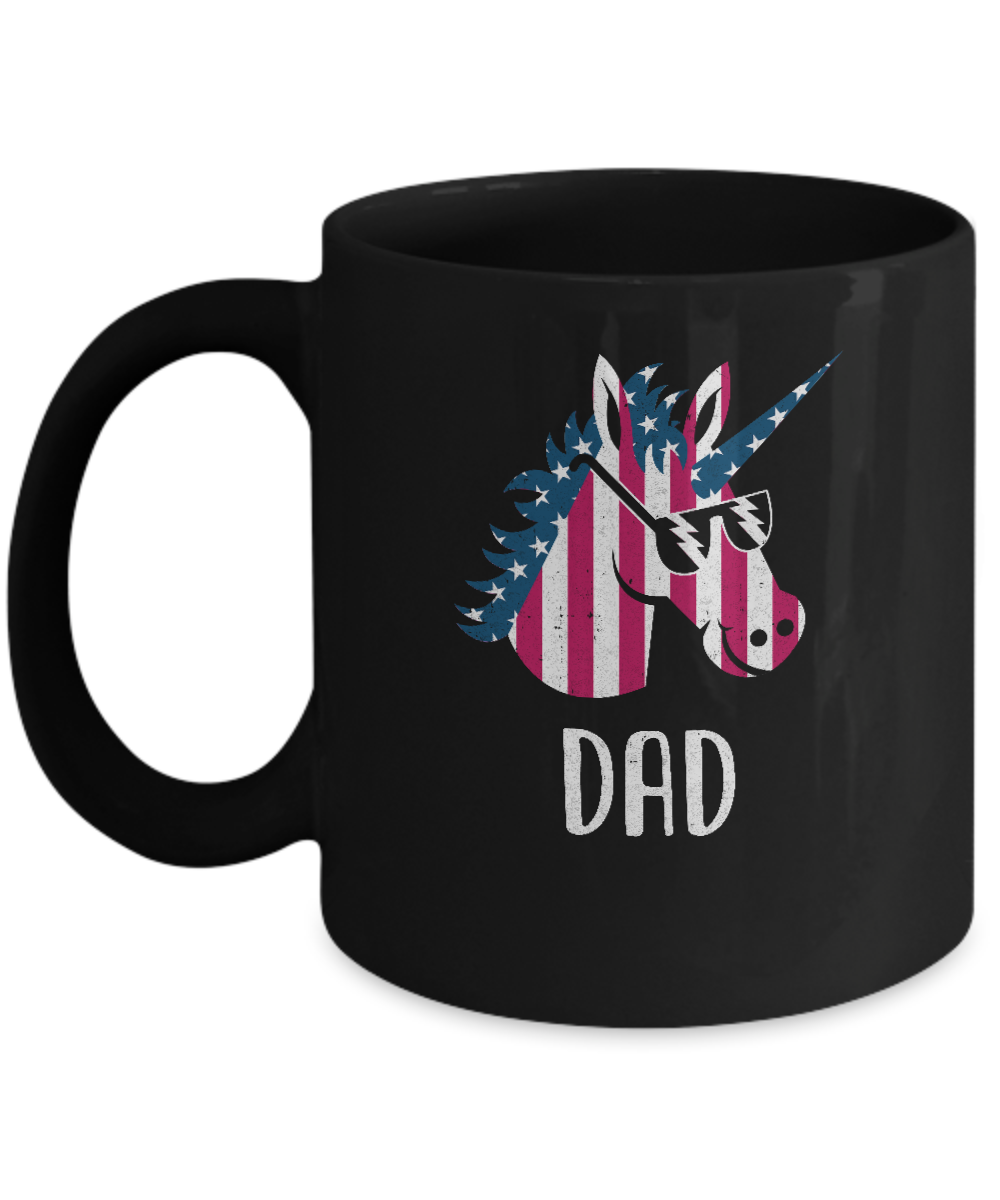 Patriotic Dad Daddy Unicorn Americorn 4Th Of July Mug-Coffee Mug-11oz Mug-Black