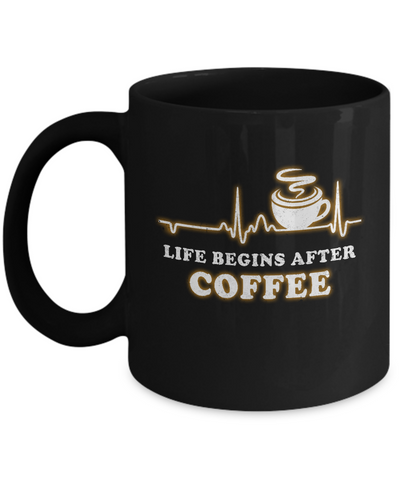 Life Begins After Coffee Heartbeat Mug-Coffee Mug-11oz Mug-Black