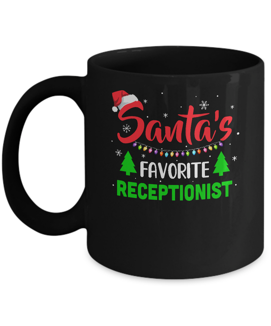 Santa's Favorite Receptionist Funny Christmas Xmas Gifts Mug-Coffee Mug-11oz Mug-Black