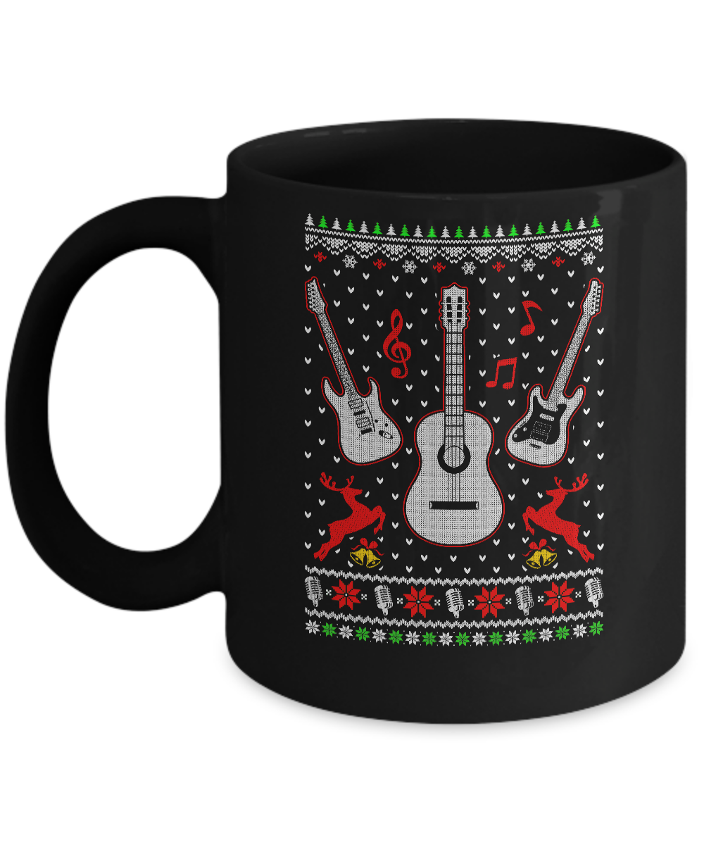 Singer Song Guitar Ugly Christmas Sweater Mug-Coffee Mug-11oz Mug-Black