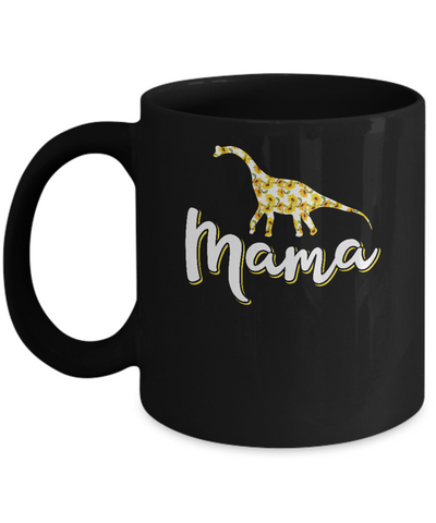 Sunflower Mama Saurus Dinosaur Mothers Day Gift Mug-Coffee Mug-11oz Mug-Black