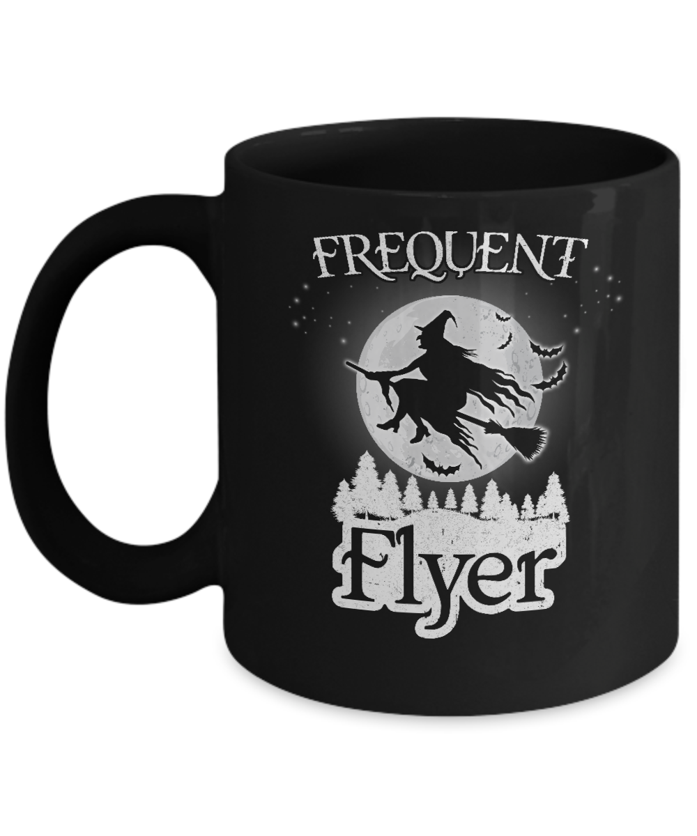Frequent Flyer Funny Halloween Witch Costume Gift Mug-Coffee Mug-11oz Mug-Black