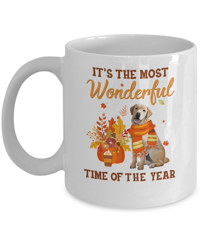 Labrador Autumn It's The Most Wonderful Time Of The Year Mug-Coffee Mug-11oz Mug-White