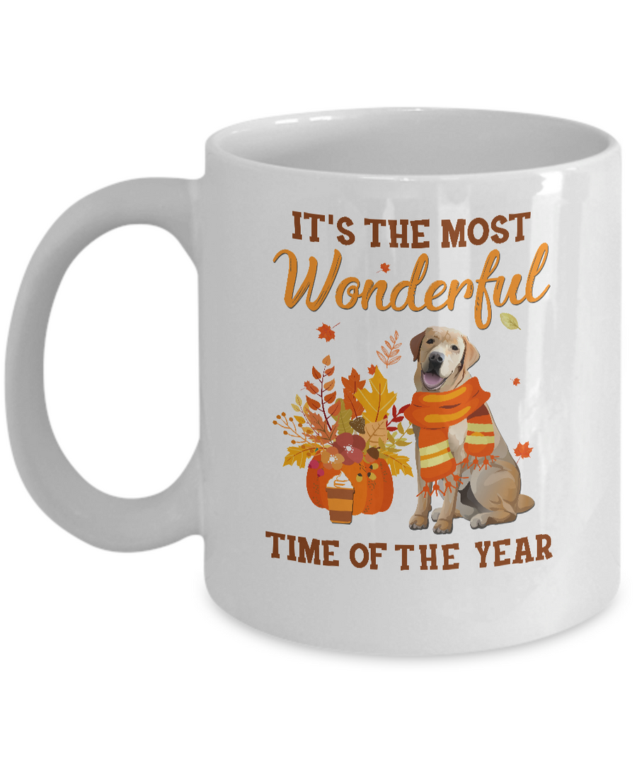 Labrador Autumn It's The Most Wonderful Time Of The Year Mug-Coffee Mug-11oz Mug-White