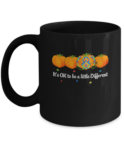 Halloween Autism Pumpkin It's OK To Be A Little Different Mug-Coffee Mug-11oz Mug-Black
