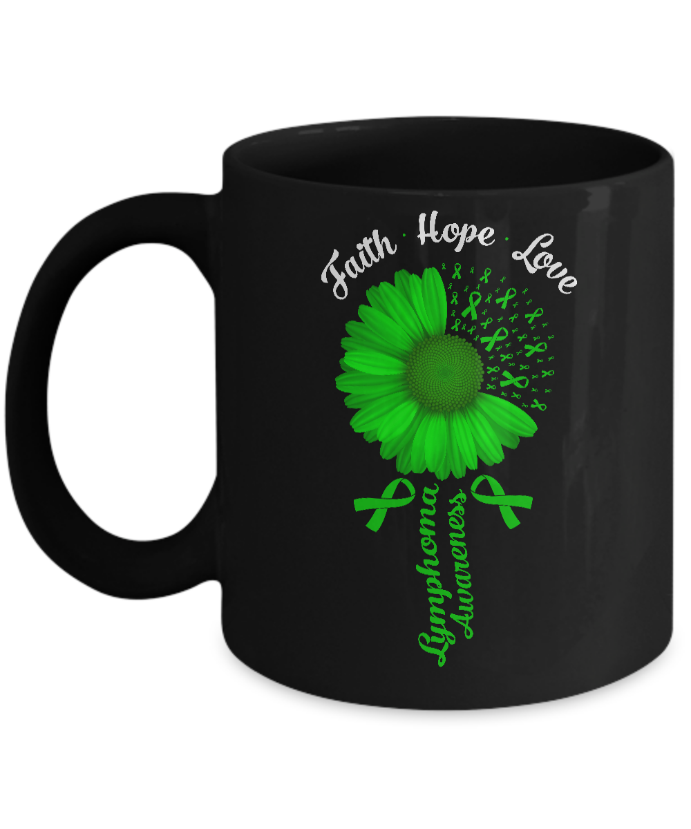 Faith Hope Love Green Lymphoma Cancer Awareness Mug
