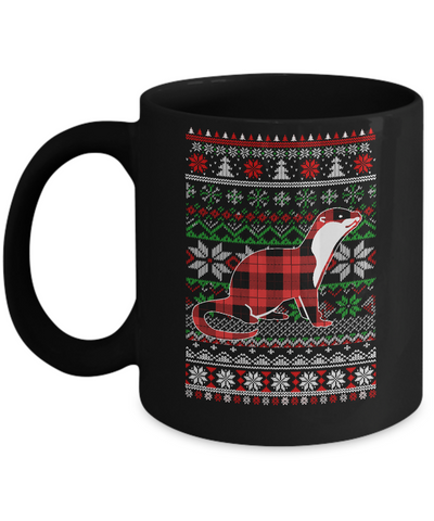 Otter Red Plaid Ugly Christmas Sweater Funny Gifts Mug-Coffee Mug-11oz Mug-Black