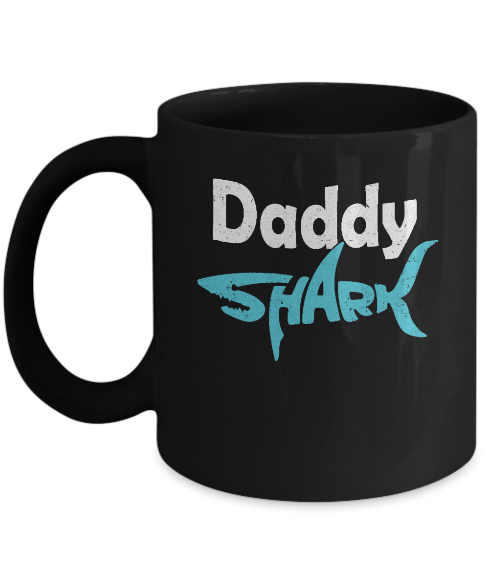 Daddy Shark Dad Family Fathers Day Gifts Idea Mug-Coffee Mug-11oz Mug-Black