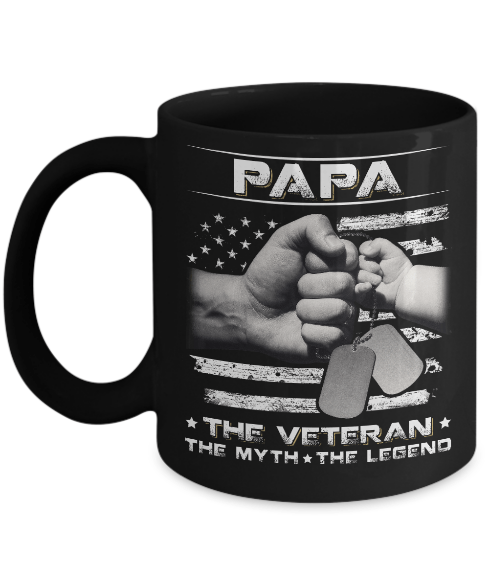 Papa The Veteran The Myth The Legend Mug-Coffee Mug-11oz Mug-Black