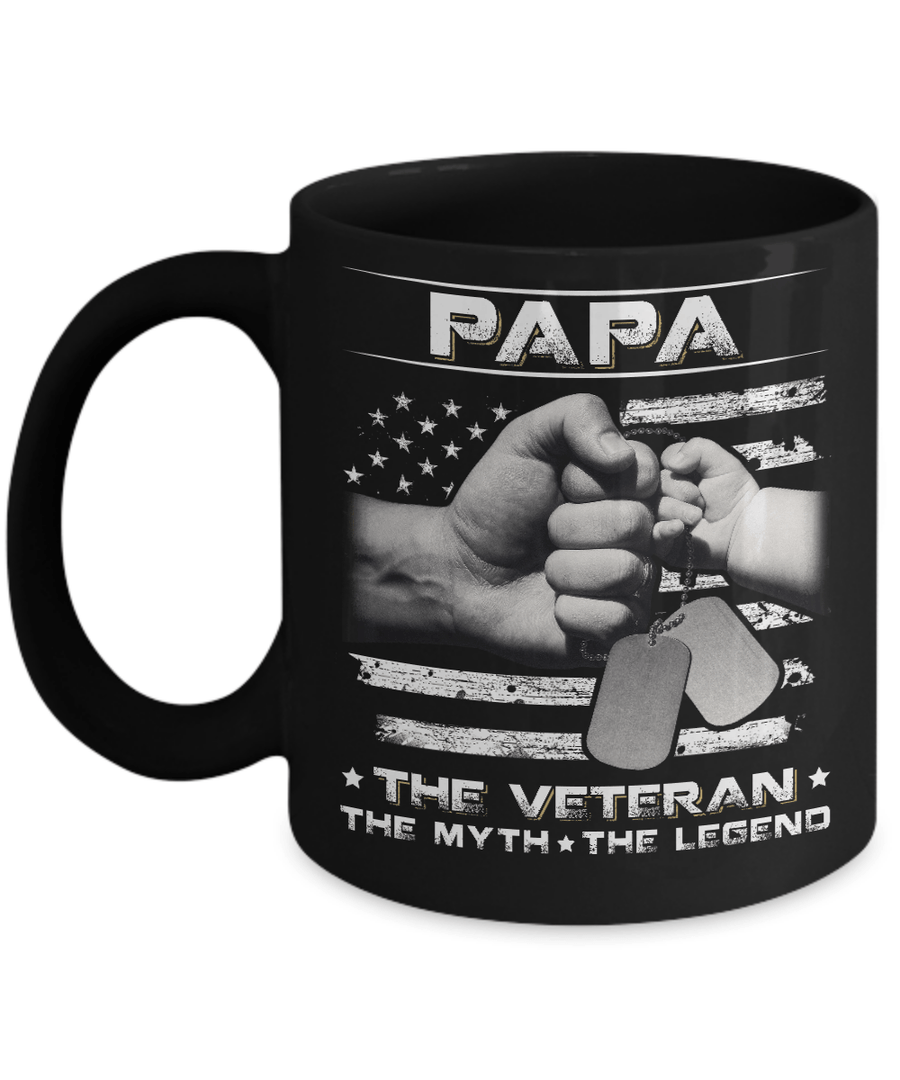 Papa The Veteran The Myth The Legend Mug-Coffee Mug-11oz Mug-Black