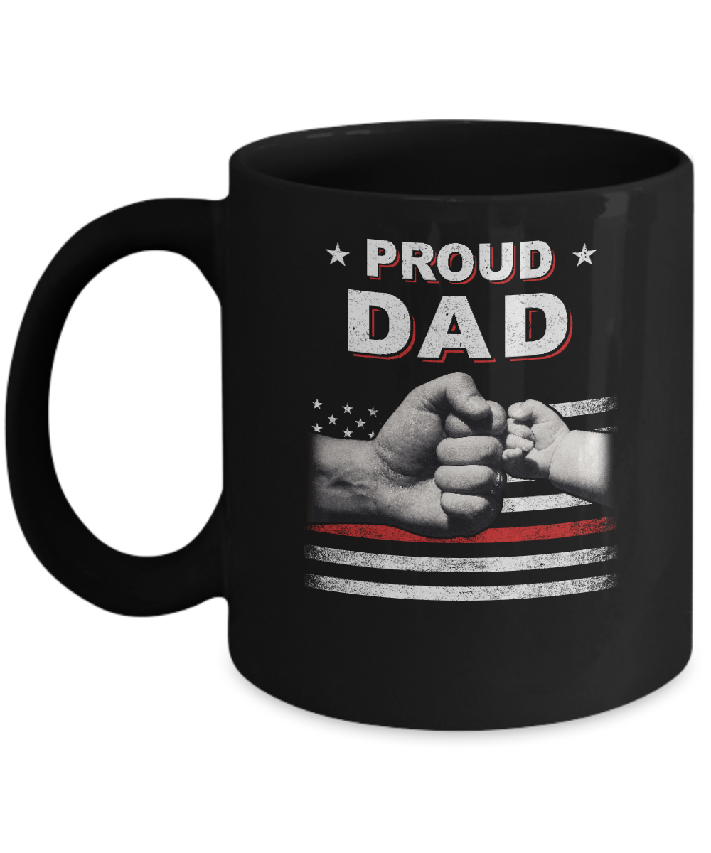 Proud Dad Fireman Firefighter Thin Red Line Flag Fathers Day Mug