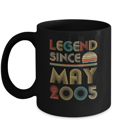 Legend Since May 2005 Vintage 16th Birthday Gifts Mug-Coffee Mug-11oz Mug-Black