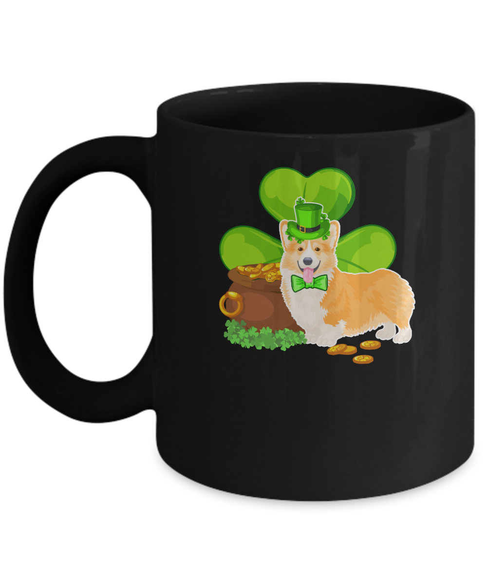 Corgi St Patrick's Day Irish Dog Lover Funny Gifts Mug-Coffee Mug-11oz Mug-Black