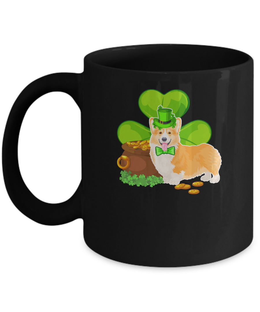 Corgi St Patrick's Day Irish Dog Lover Funny Gifts Mug-Coffee Mug-11oz Mug-Black