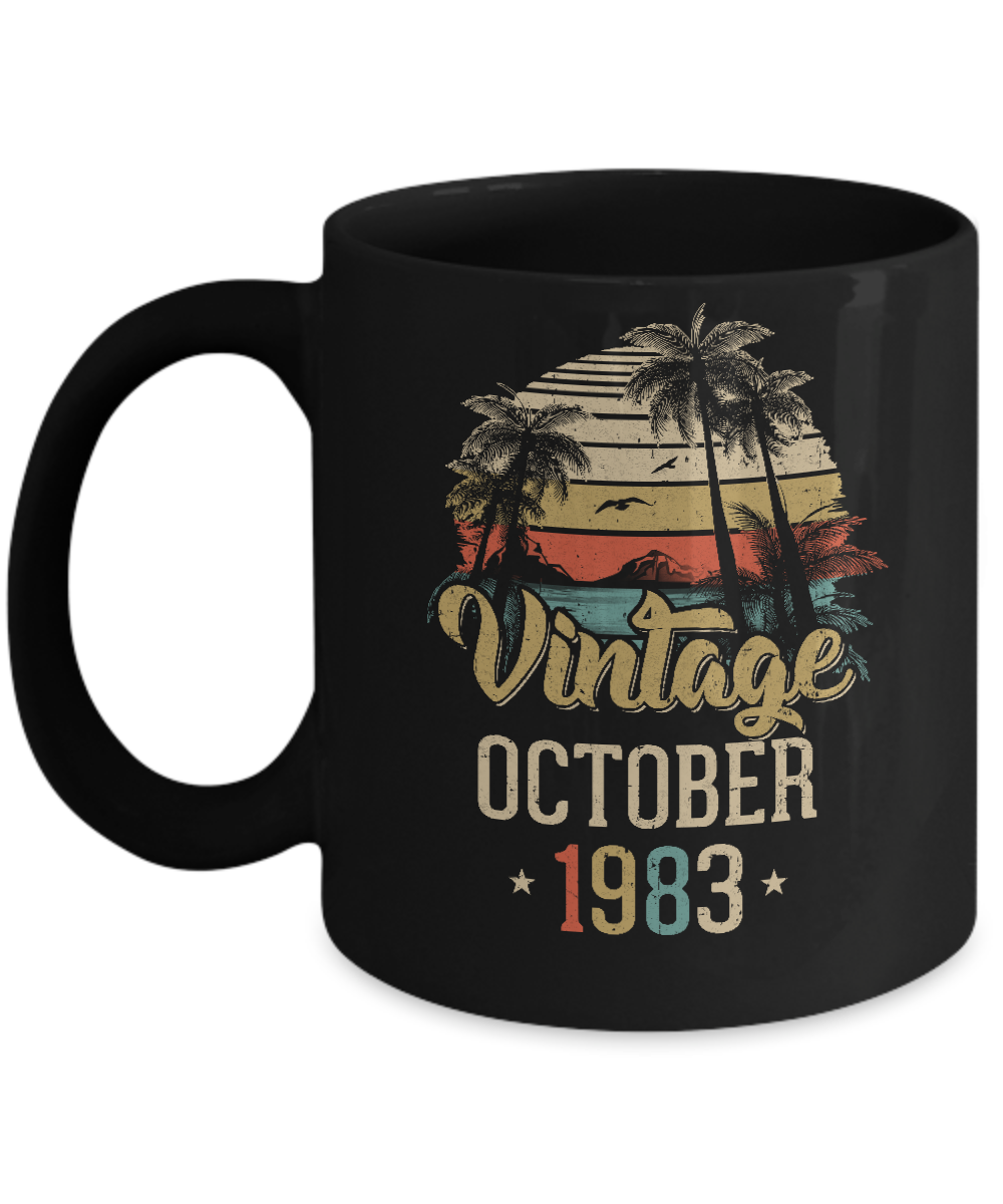 Retro Classic Vintage October 1983 38th Birthday Gift Mug-Coffee Mug-11oz Mug-Black