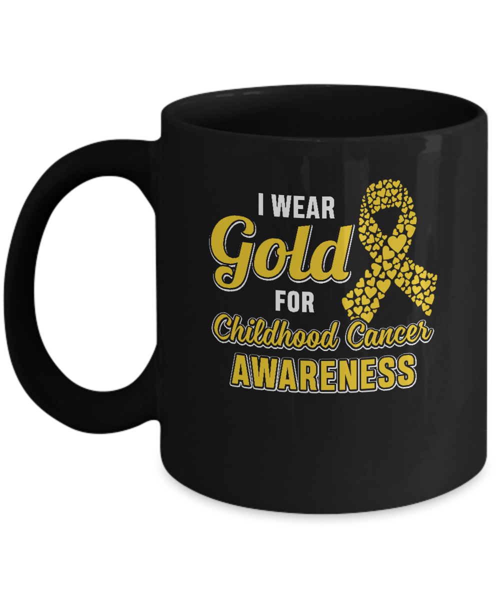 Dad Mom I Wear Gold For Childhood Cancer Awareness Mug-Coffee Mug-11oz Mug-Black
