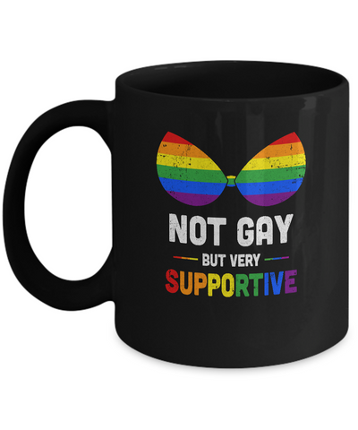Not Gay But Very Supportive LGBT Straight Bra Mug-Coffee Mug-11oz Mug-Black