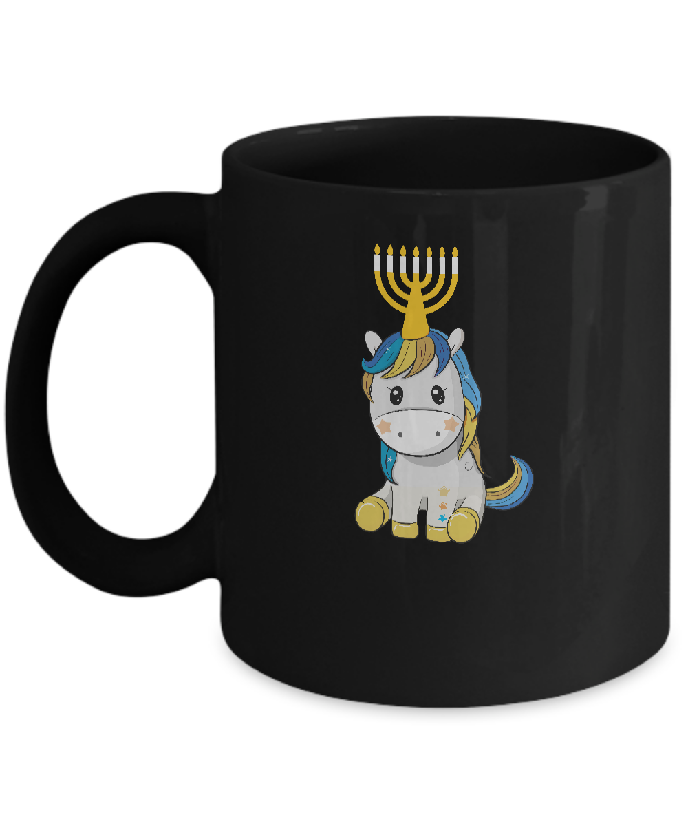Funny Jewish Unicorn Menorah Kids Girl Hanukkah Mug