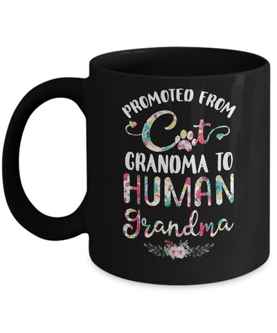 Floral Promoted From Dog Grandma To Human Grandma Gift Mug-Coffee Mug-11oz Mug-Black