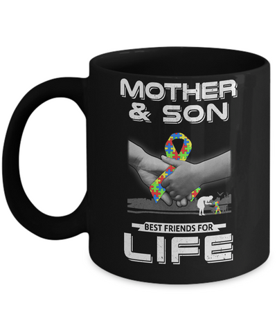 Autism Awareness Mother And Son Best Friends For Life Mug-Coffee Mug-11oz Mug-Black
