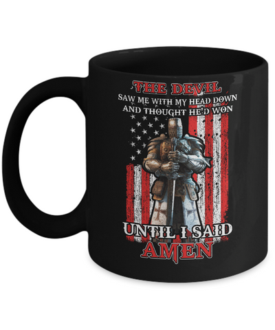 Knight American The Devil Saw Me With My Head Down Veteran Mug-Coffee Mug-11oz Mug-Black