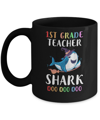 1st Grade Teacher Shark Doo Doo Doo Halloween Mug-Coffee Mug-11oz Mug-Black