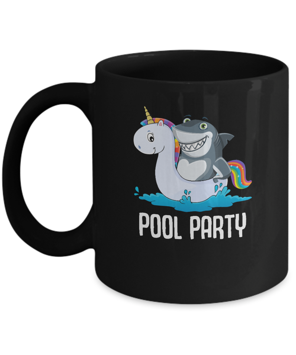 Pool Party Unicorn Float Funny Shark Mug-Coffee Mug-11oz Mug-Black