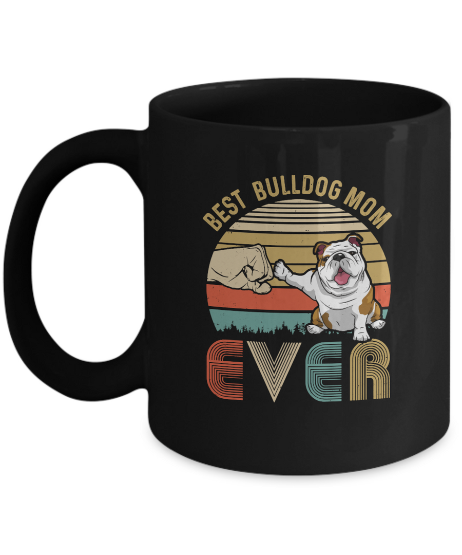 Vintage Best Bulldog Dad Ever Bump Fit Funny Dad Gifts Mug-Coffee Mug-11oz Mug-Black