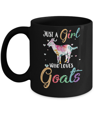 Just A Girl Who Loves Goats Cute Goat Lover Mug-Coffee Mug-11oz Mug-Black