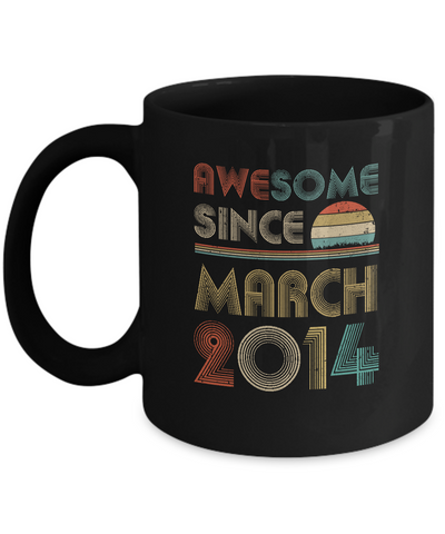 Awesome Since March 2014 Vintage 7th Birthday Gifts Youth Mug-Coffee Mug-11oz Mug-Black